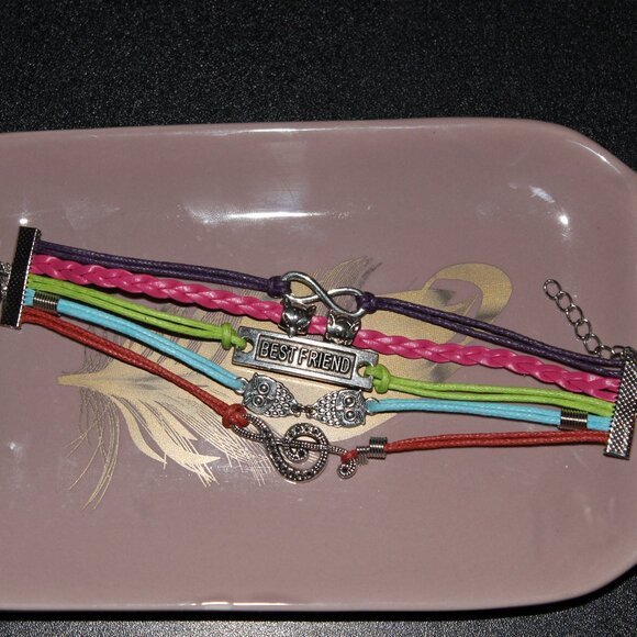 Best Friend Pastel Rainbow Charm Stack Bracelet - Picture 2 of 7